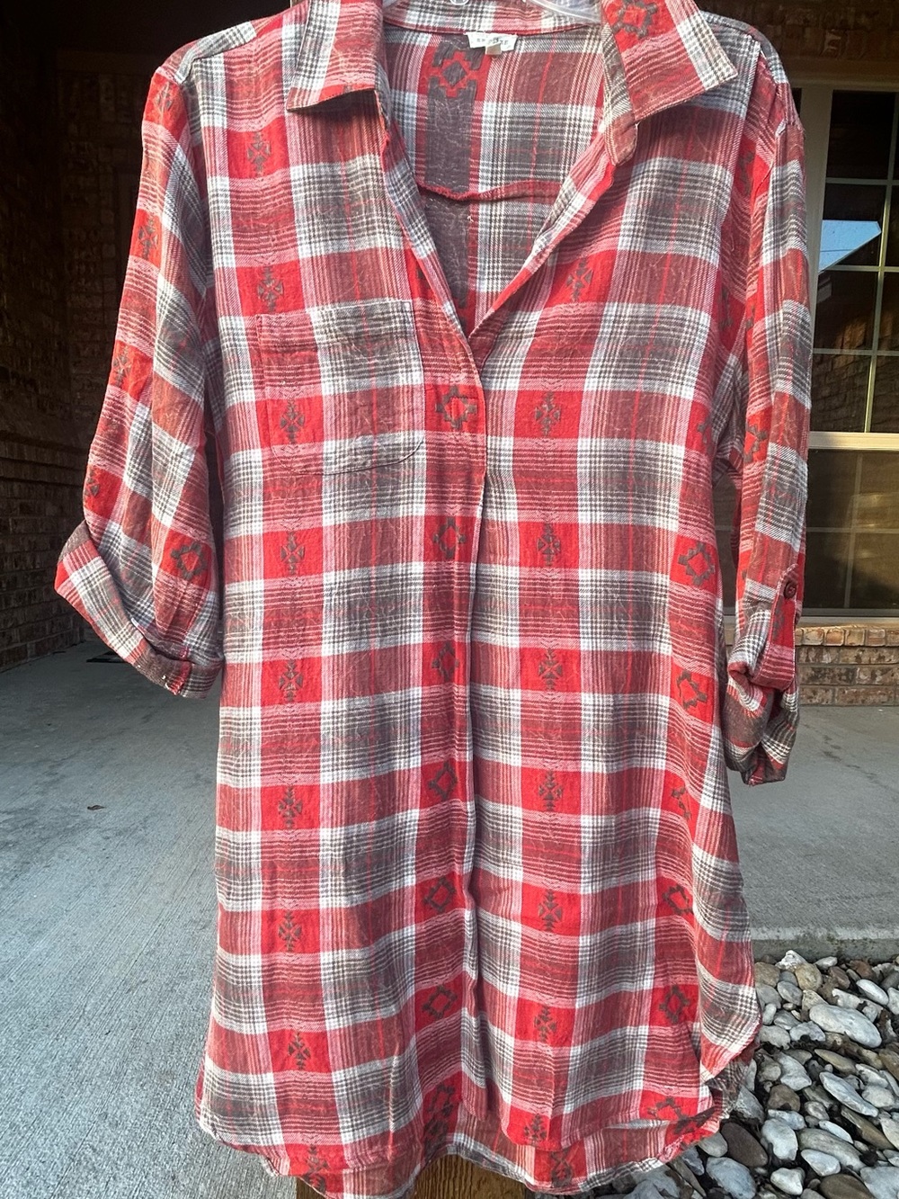 Brown & Orange Lightweight Flannel Tunic